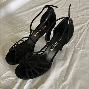 St. John Vintage Ankle Strap Black Heels